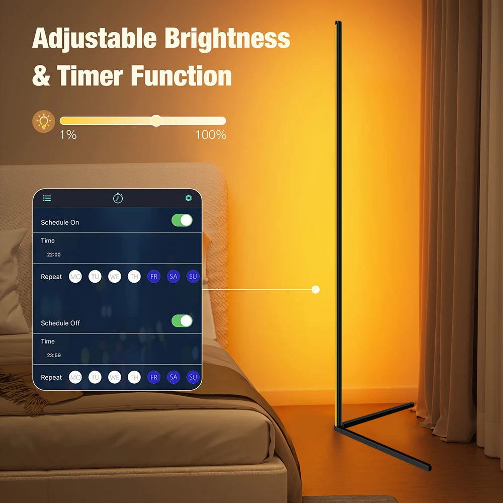 Dimmable RGB Corner Floor Lamp – Smart LED Mood Light (140cm)
