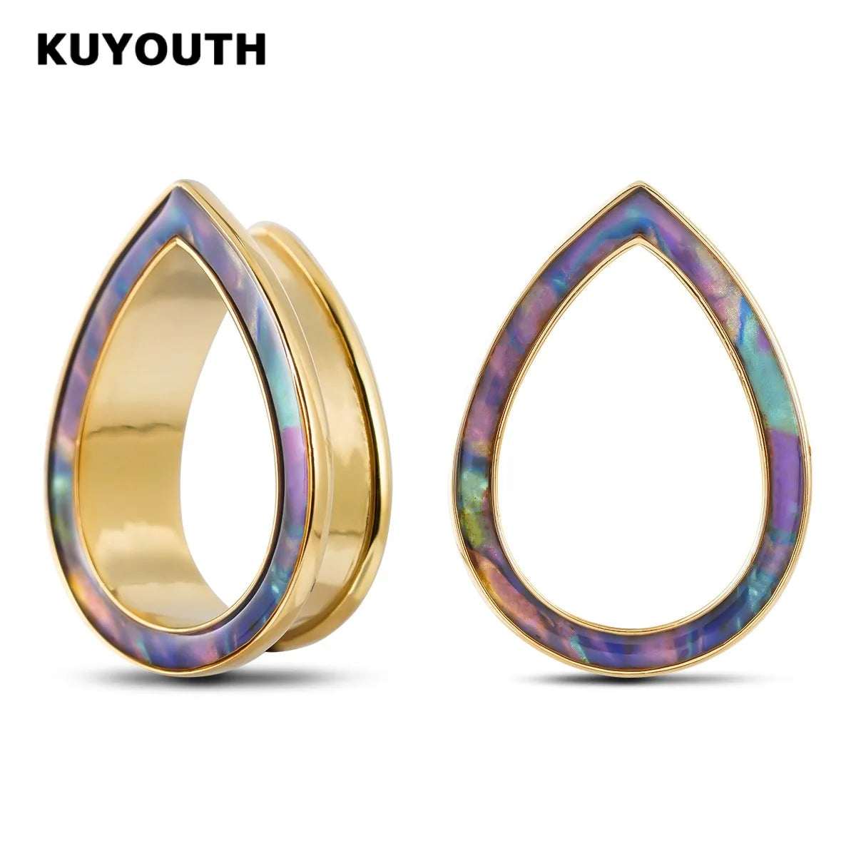 Shell Ear Gauges & Tunnels – Water Drop Stainless Steel Expanders (2PCS)