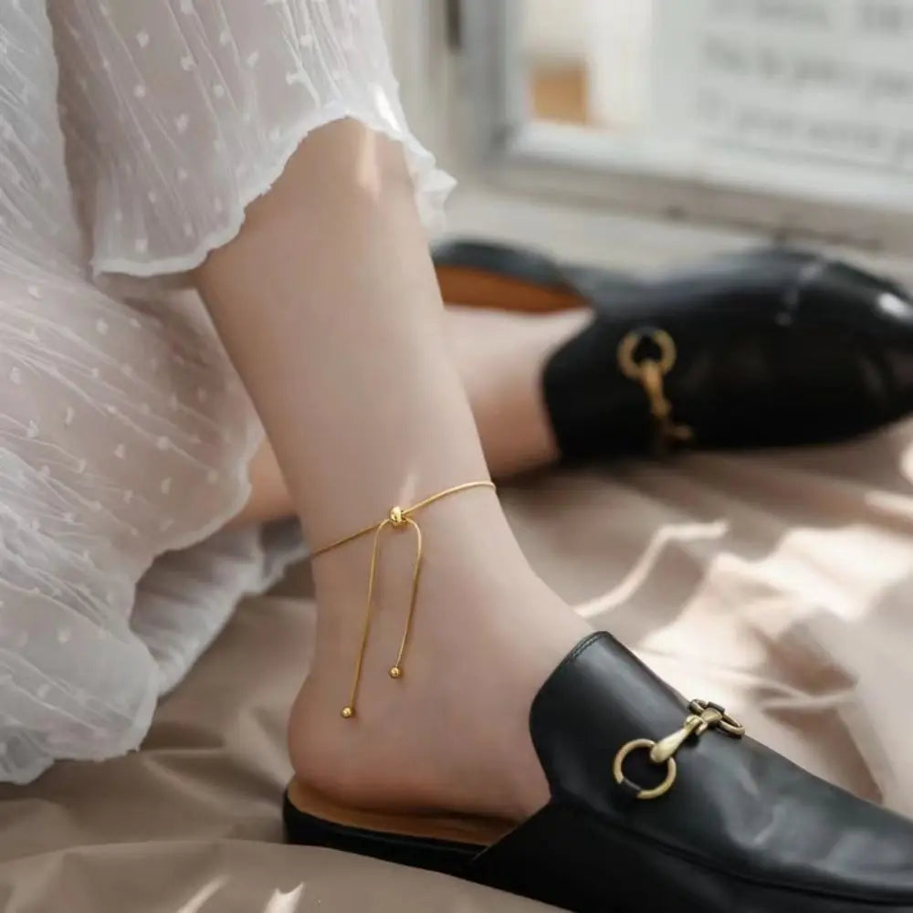 Adjustable Stainless Steel Anklet – Women’s Round Snake Chain Bracelet (30cm)