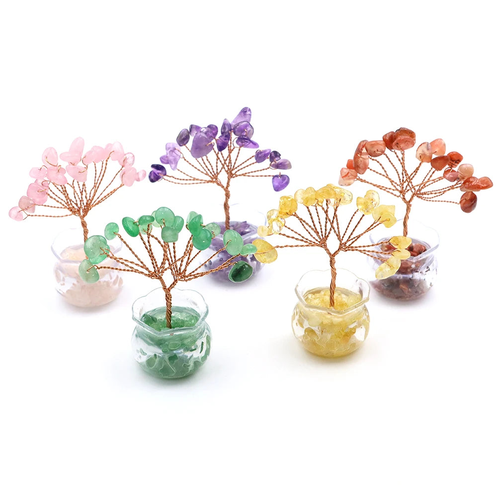 Mini Crystal Money Tree – Natural Gemstone Wire-Wrapped Decoration