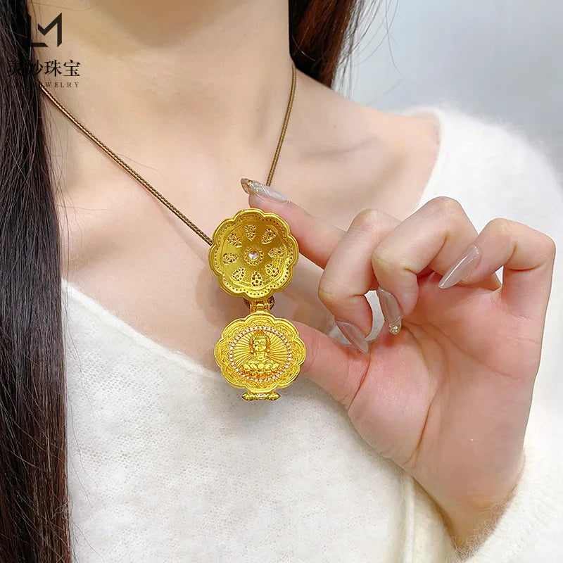 24K Real Gold Sand Dot Pendant – Classic Elegance, Timeless Craft