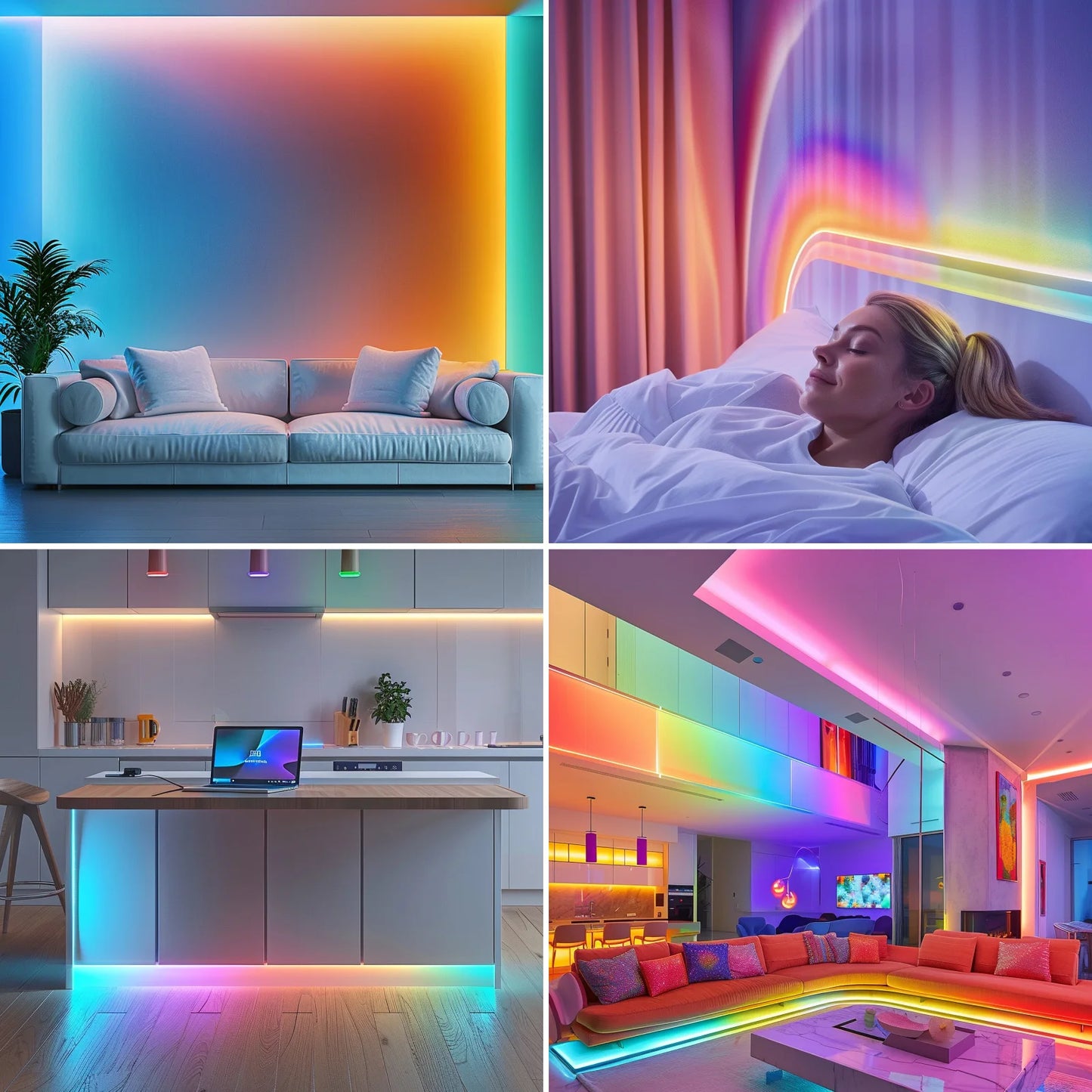 Smart LED Light Strip – 25/50/100/130ft RGB Color-Changing Lights with Music Sync