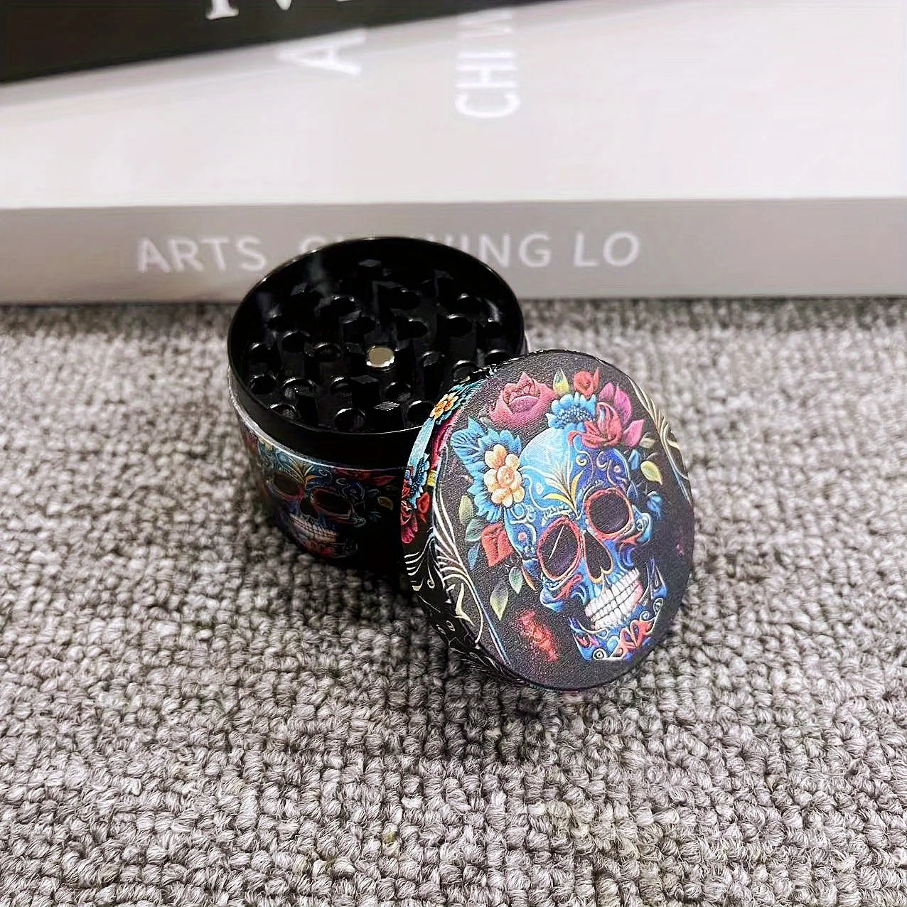 2-Inch Skull Design Metal Grinder – 4-Layer Manual Spice & Herb Mill Crusher