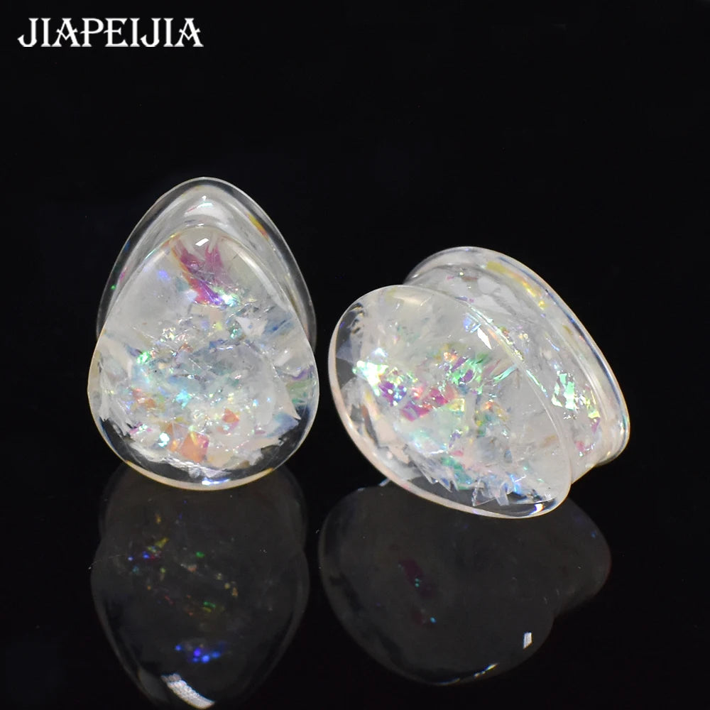 Drop-Shaped Acrylic Ear Tunnels – Bold Style, Lightweight Comfort