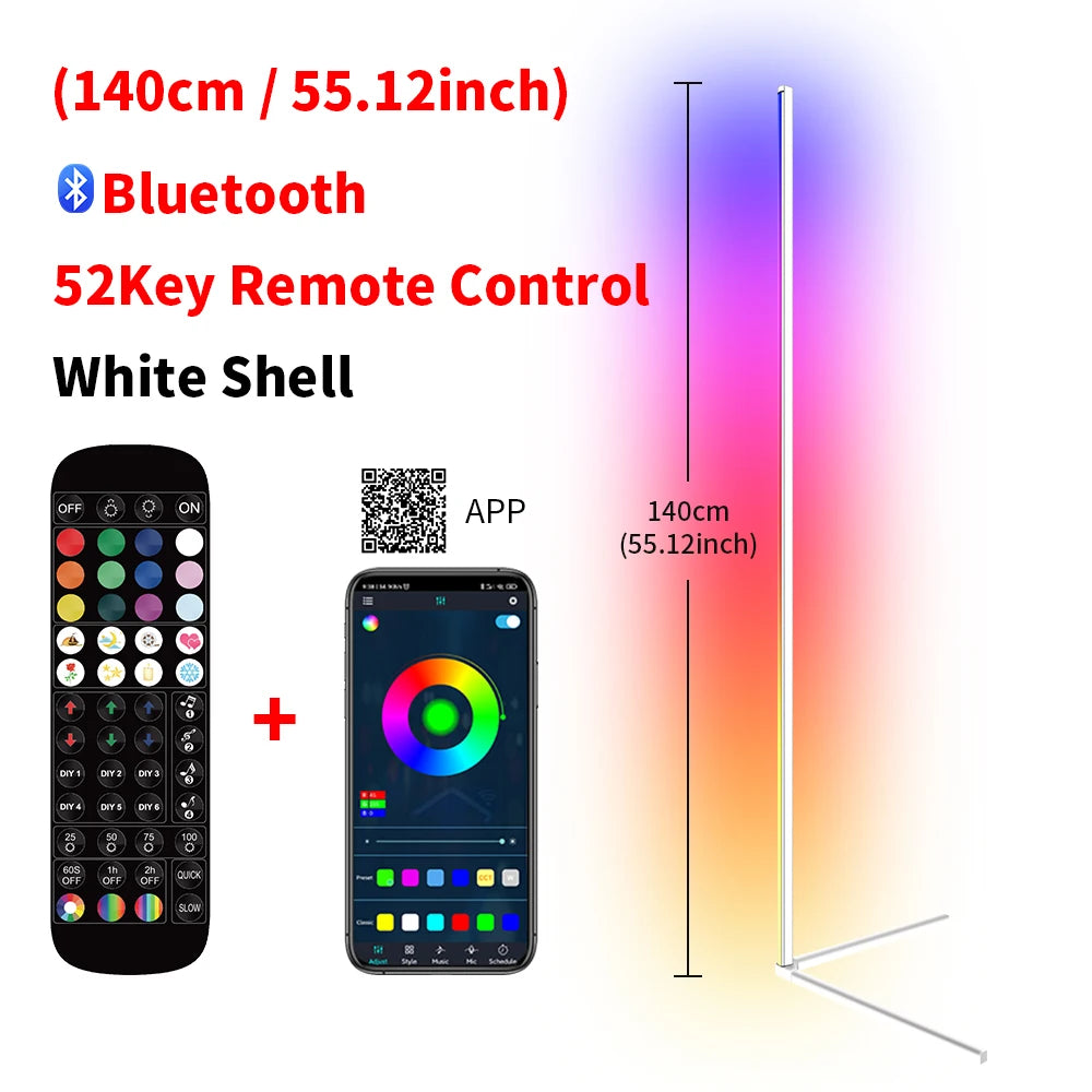 Dimmable RGB Corner Floor Lamp – Smart LED Mood Light (140cm)