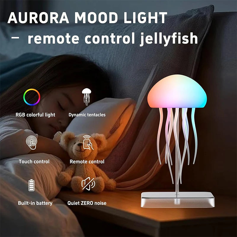 LED Jellyfish Lamp with 9 Tentacles – Colour Gradient Light Effects & Remote Control