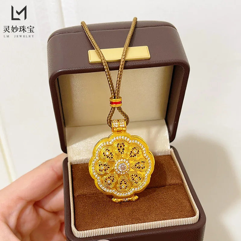24K Real Gold Sand Dot Pendant – Classic Elegance, Timeless Craft