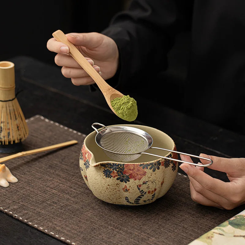 Japanese Matcha Tea Set – 2–8pcs Bamboo Whisk & Ceramic Bowl Gift Box