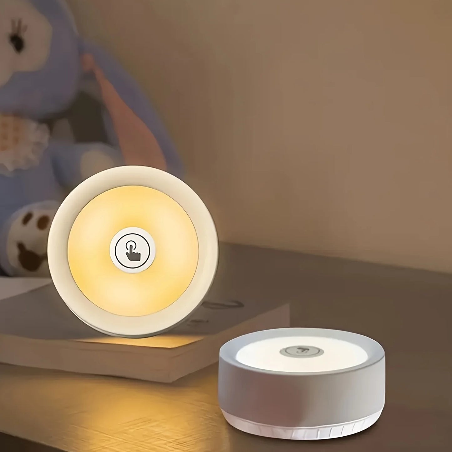 1pc/2pcs LED Touch Night Light – Wireless Stick-On Tap Lamp with 3-Color Dimmable Modes