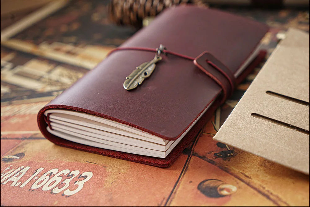 Genuine Leather Refillable Travel Journal – Handmade Retro Diary & Sketchbook