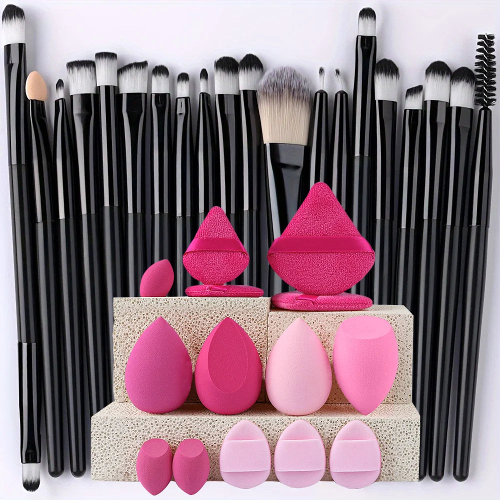 8/20-Piece Eye Makeup Brush Set – With Optional Sponges & Puffs