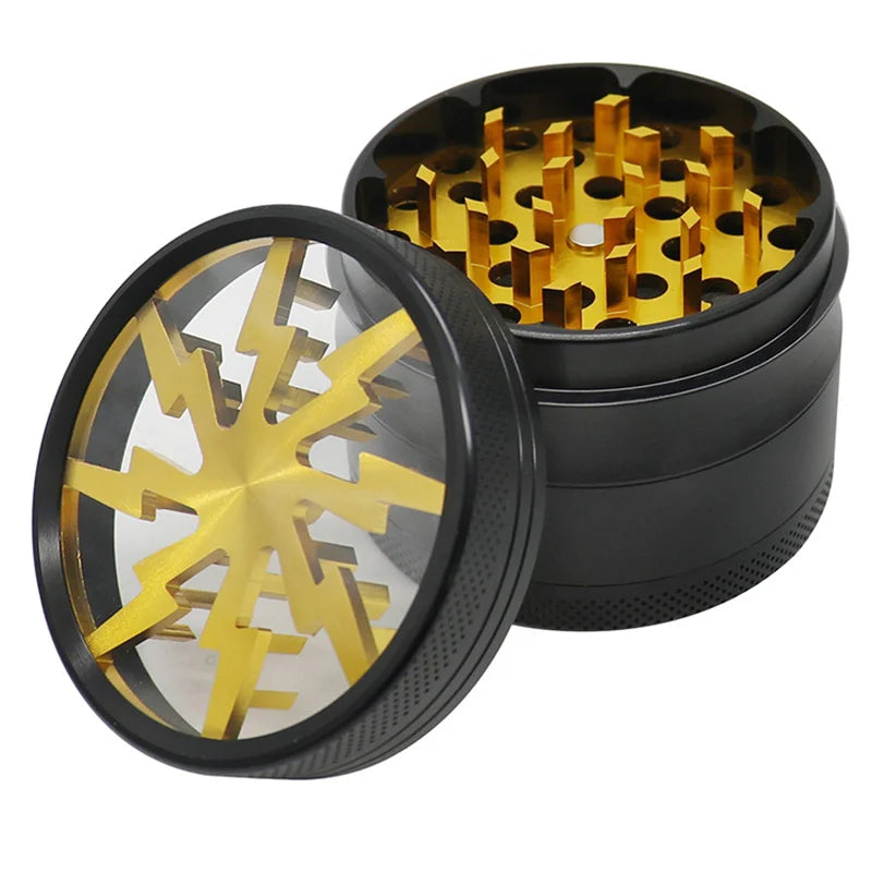 63mm Aluminum Alloy Grinder – 4-Layer Metal Herb & Spice Crusher with LED Lighting (5 Colors)