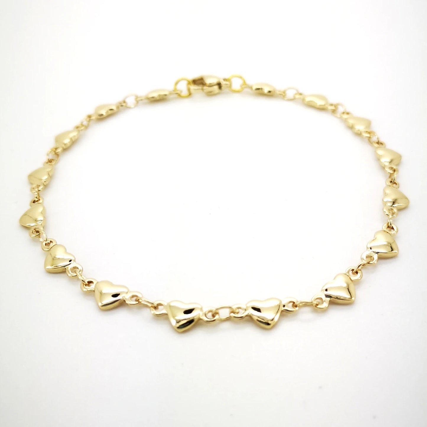 Women’s Gold Stainless Steel Anklet – Heart Charm Barefoot Sandals Jewelry (9/10/11 Inches)