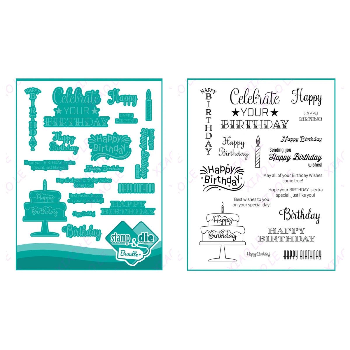Holiday & Birthday Wishes Metal Cutting Dies – DIY Craft & Scrapbooking Stencils