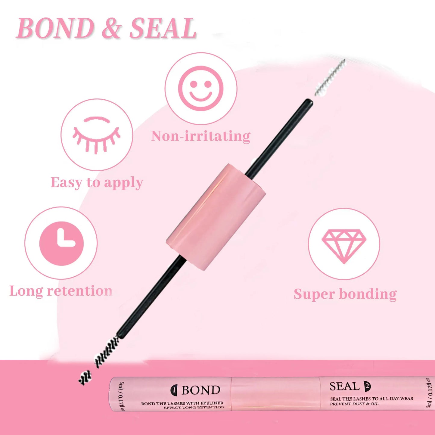 Lash Bond & Seal Kit – Strong Hold Glue, Sealant, Remover & Tweezers for Individual Lash Extensions (10ml + 5ml)