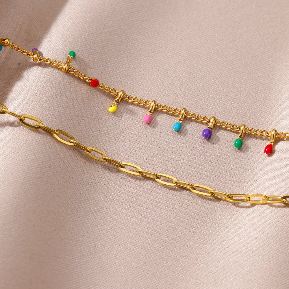 Boho Drop Anklet – Women’s Gold Stainless Steel Wedding & Aesthetic Jewelry (20+5cm)