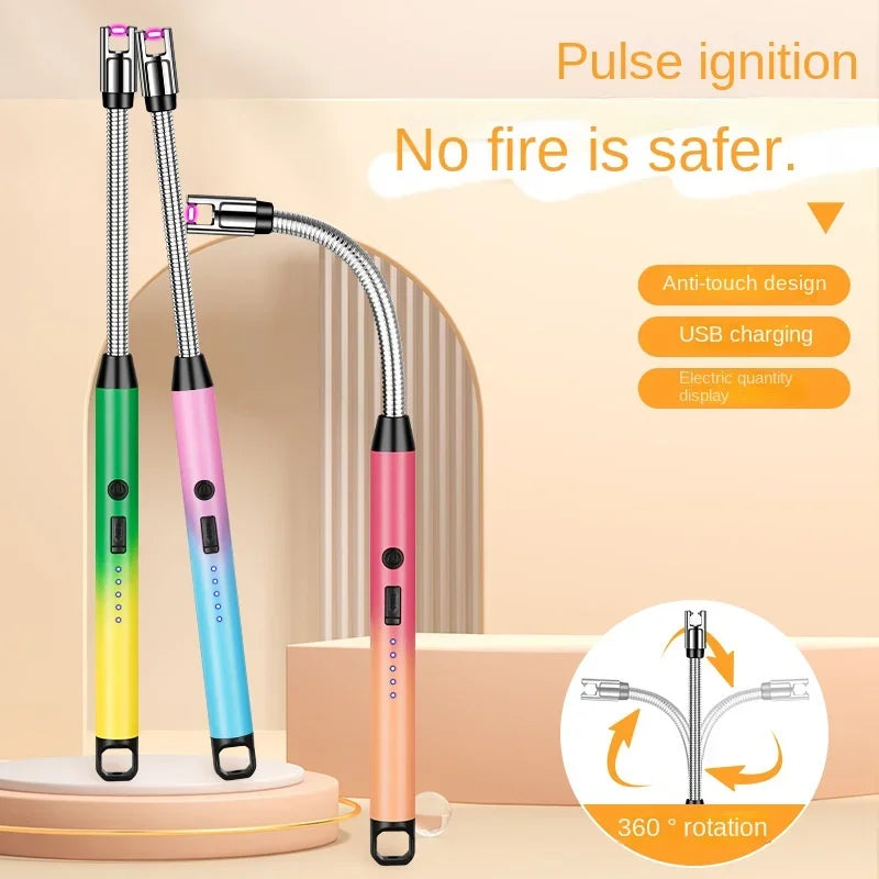 3PCS USB Rechargeable Electric Lighter Set – LED Display & 360° Rotation
