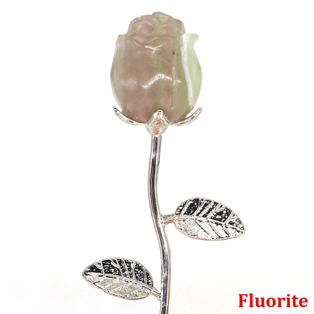 Crystal Carved Rose Flower – Natural Gemstone Decoration & Healing Gift