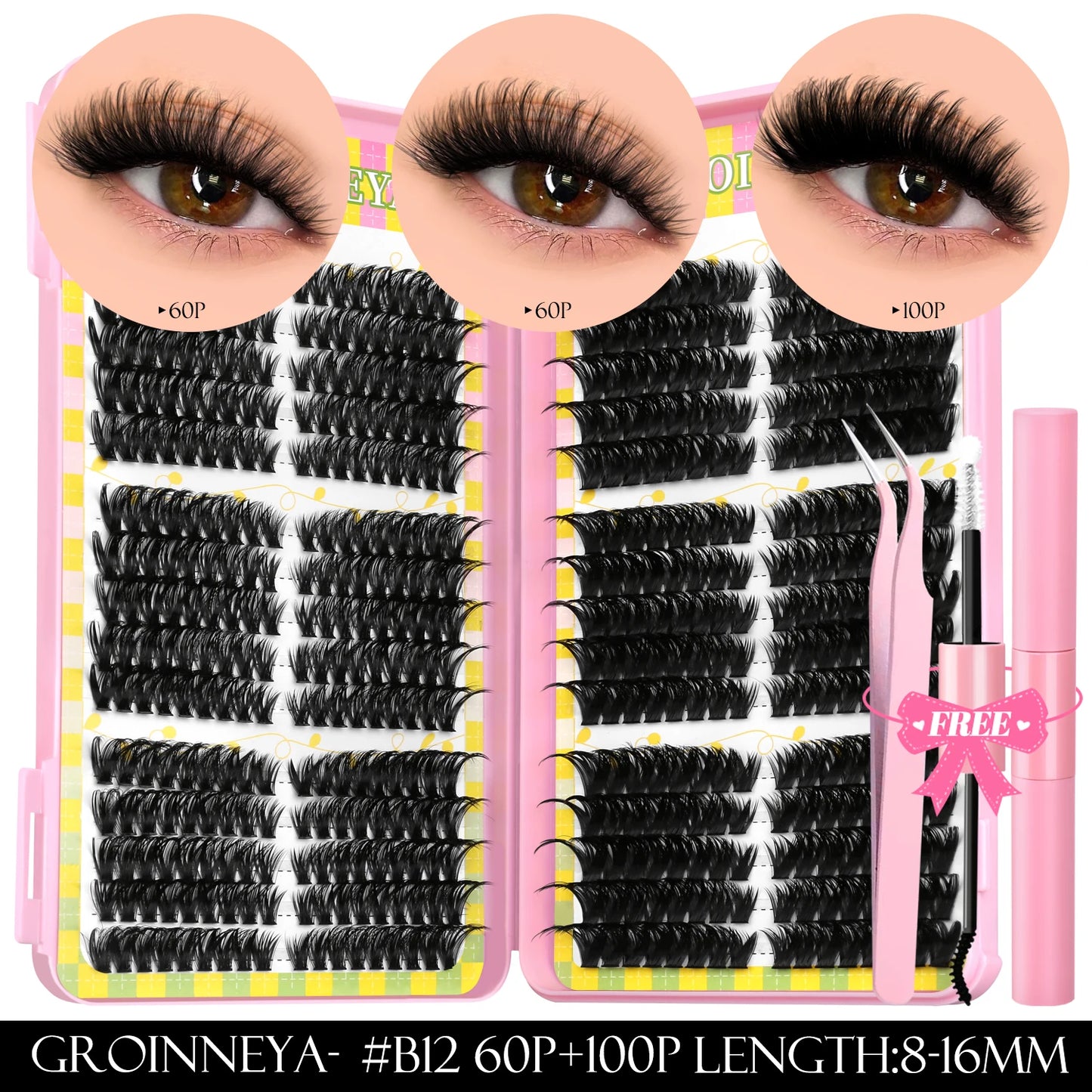 Lash Clusters Kit – 540PCS Cat-Eye Lash Extension Set with Bond & Seal