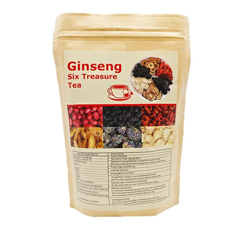 30 Bags of Ginseng Six Treasures Tea – Traditional Chinese Herbal Blend for Vitality & Kidney Health