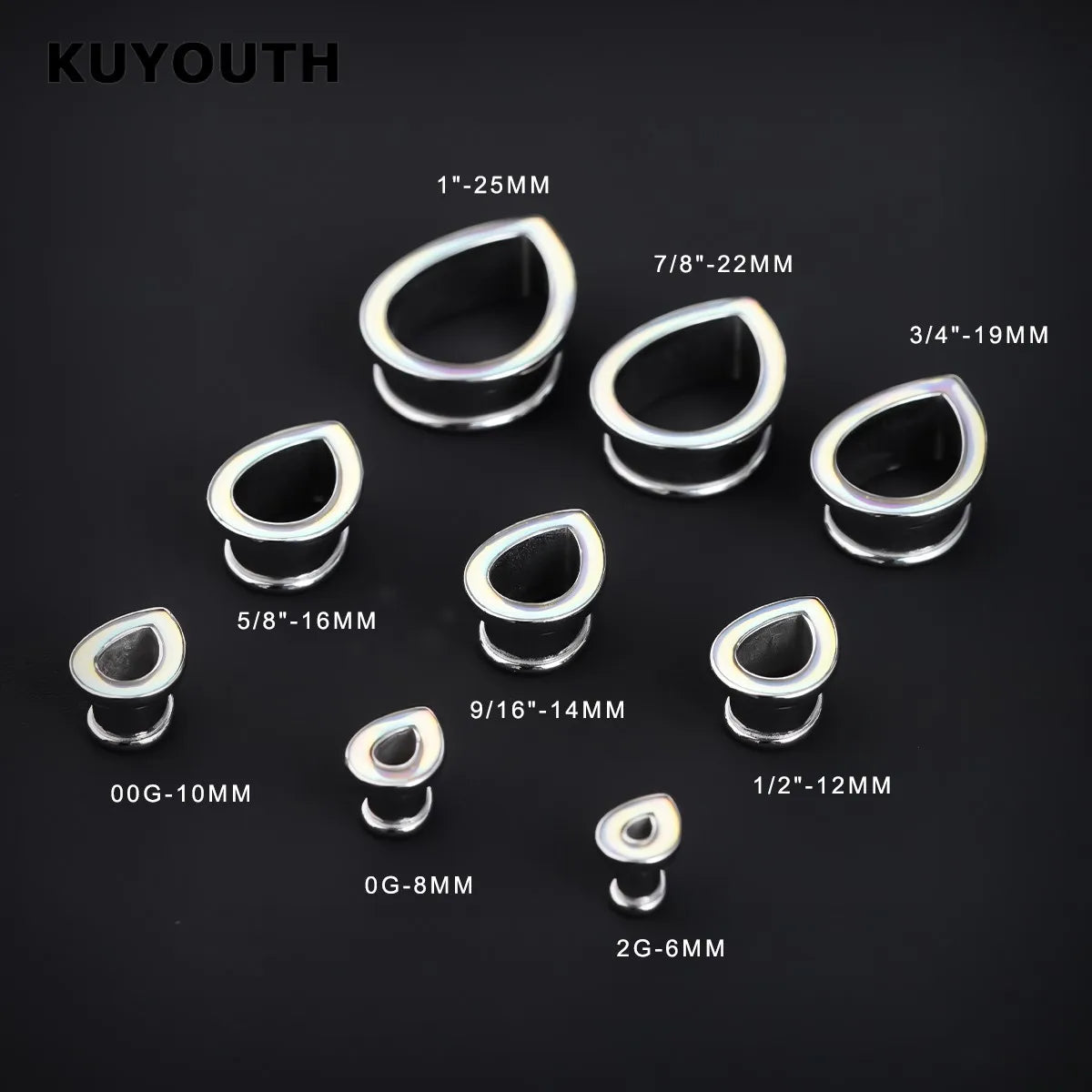 Shell Ear Gauges & Tunnels – Water Drop Stainless Steel Expanders (2PCS)