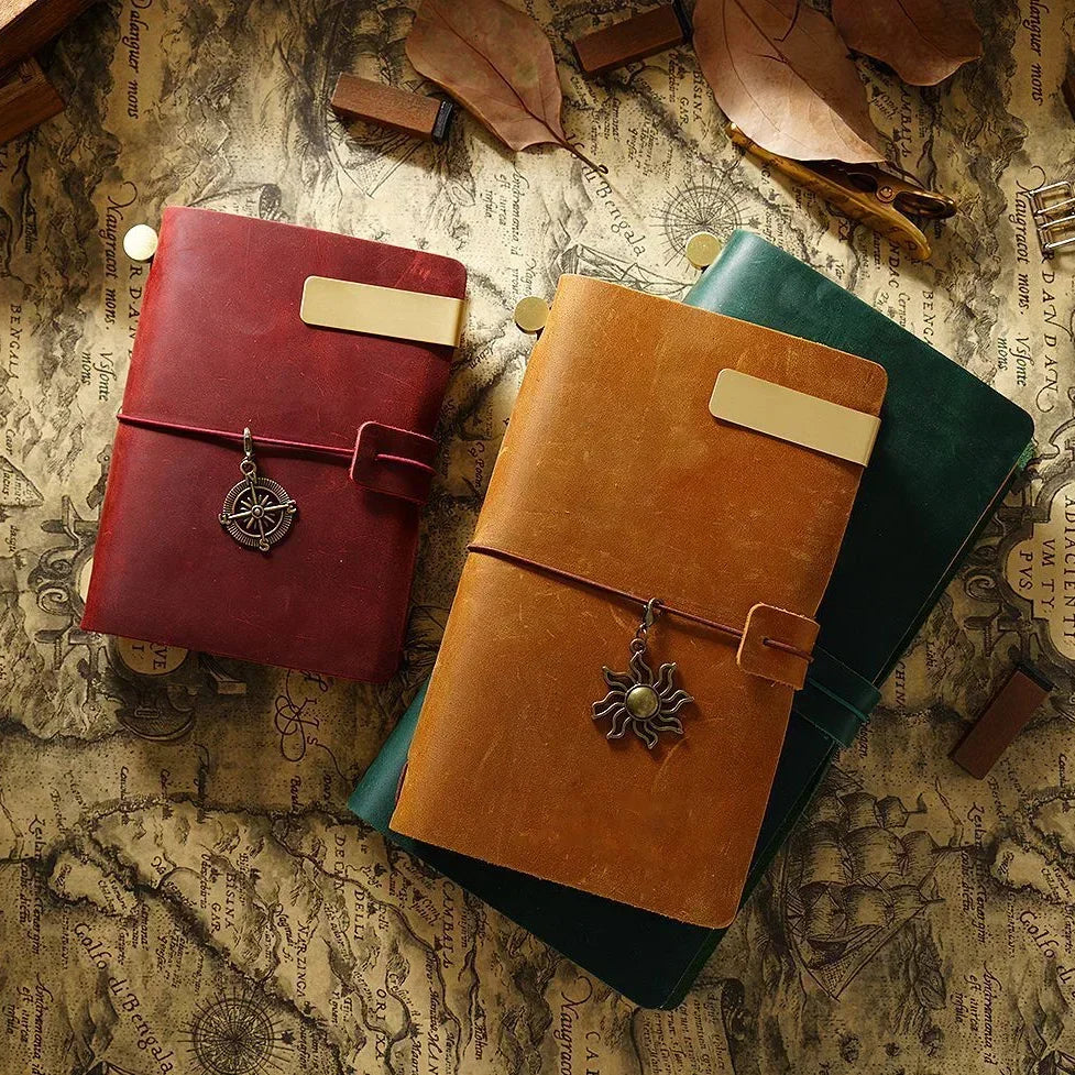 Handmade Genuine Leather Notebook – Vintage Cowhide Diary, Journal & Travel Planner Cover