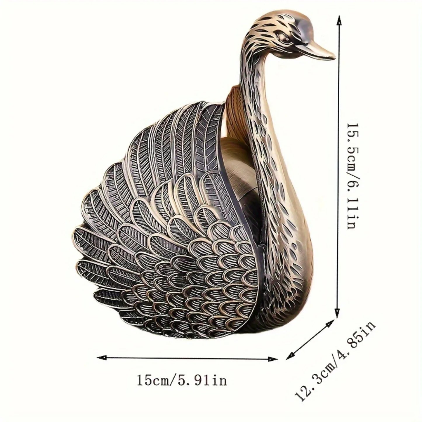Elegant Round Swan-Shaped Decorative Tray with Lid – Durable Zinc Alloy Organizer