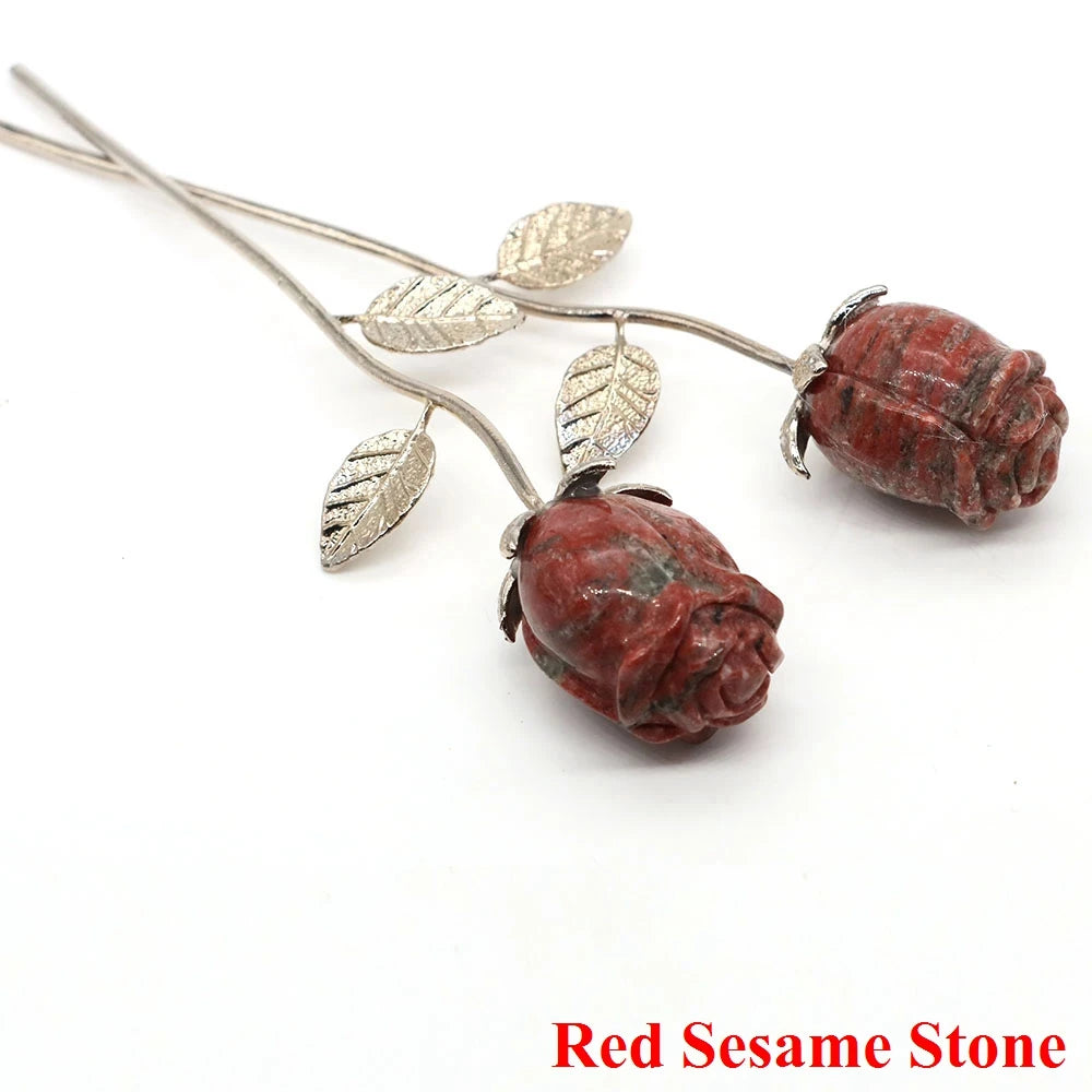 Crystal Carved Rose Flower – Natural Gemstone Decoration & Healing Gift
