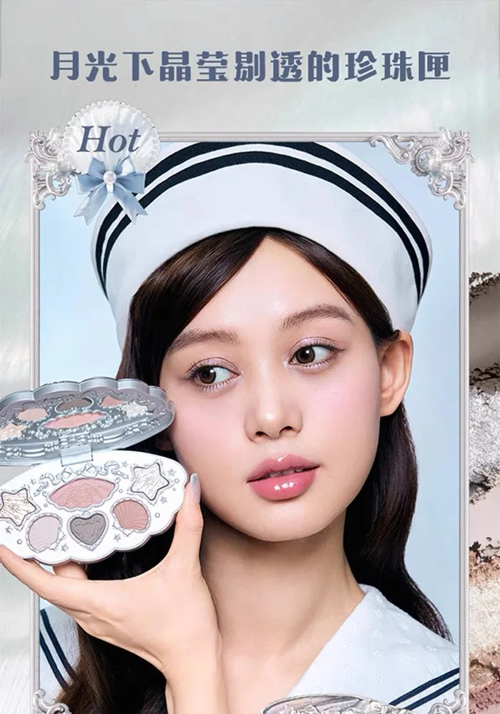 Flower Knows Shell Pearl Eyeshadow Palette โ 6 Dreamy Shades, Endless Glow