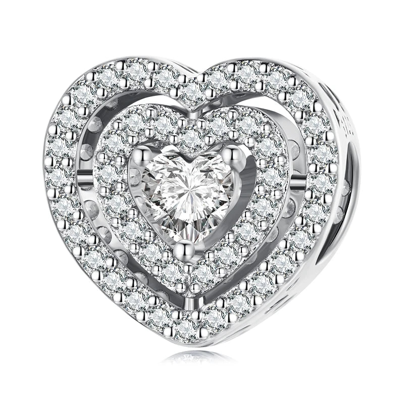 925 Sterling Silver Rainbow Heart Charm β Shine with Every Sparkle