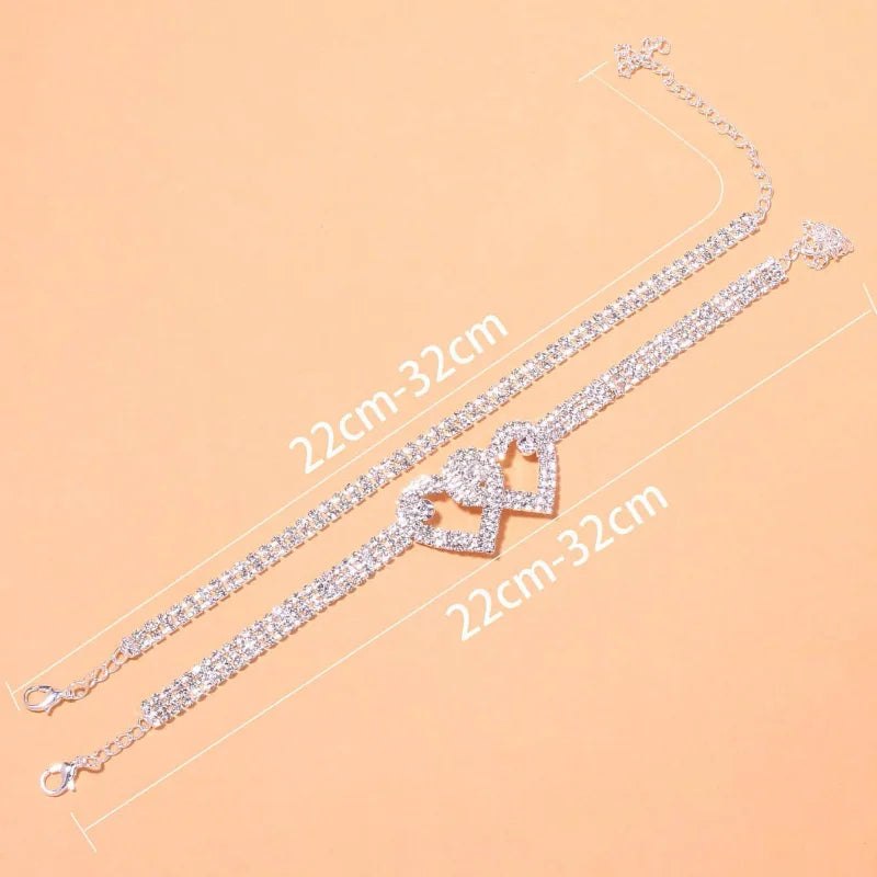 Dazzling Cubic Zirconia Anklet – Women’s Silver Chain Barefoot Sandal Jewelry
