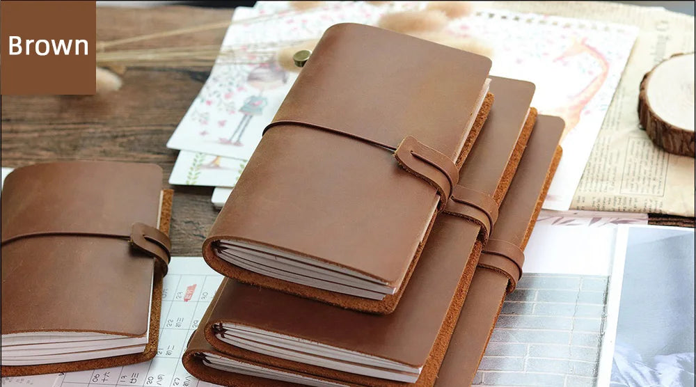 Genuine Leather Refillable Travel Journal – Handmade Retro Diary & Sketchbook