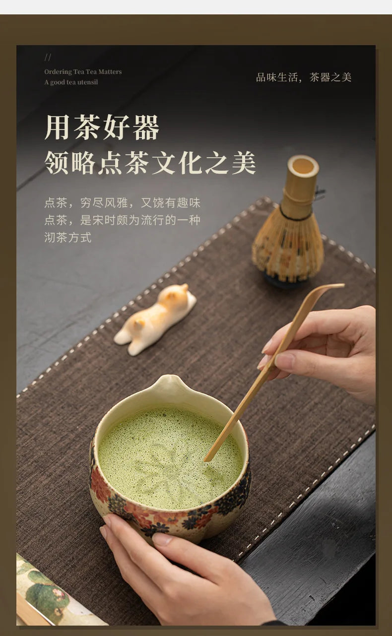 Japanese Matcha Tea Set – 2–8pcs Bamboo Whisk & Ceramic Bowl Gift Box