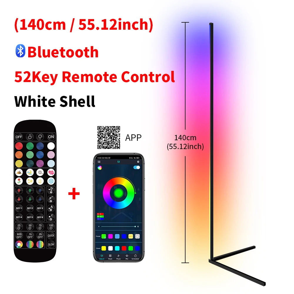 Dimmable RGB Corner Floor Lamp – Smart LED Mood Light (140cm)