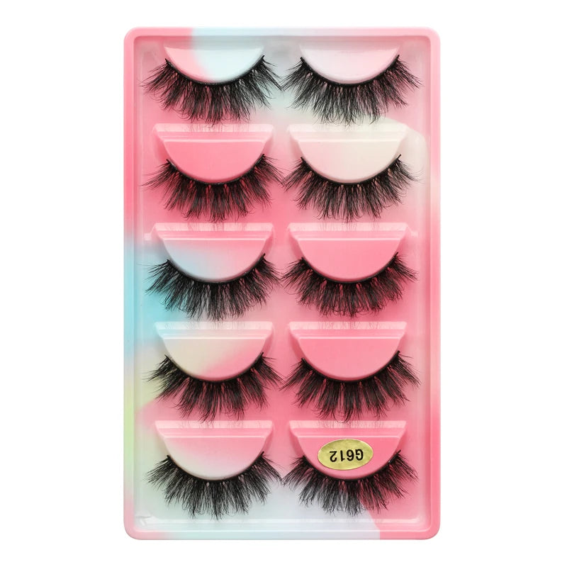 False Eyelash Kit – 3/5 Pairs Fluffy Mink Lashes with Tweezer & Brush