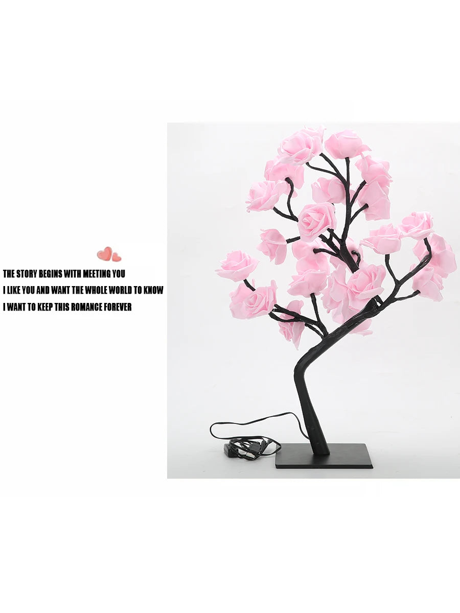 24-LED Rose Tree Table Lamp – Fairy Flower Night Light