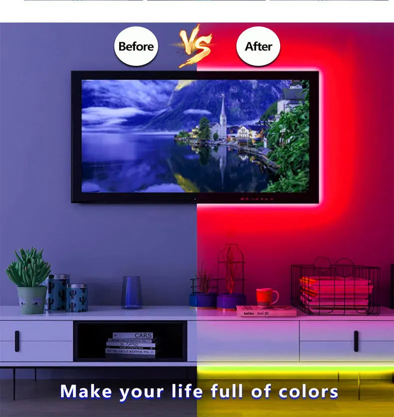 RGB LED Strip Lights – Music Sync Rope Lights with Remote & App Control (16ft–196ft)