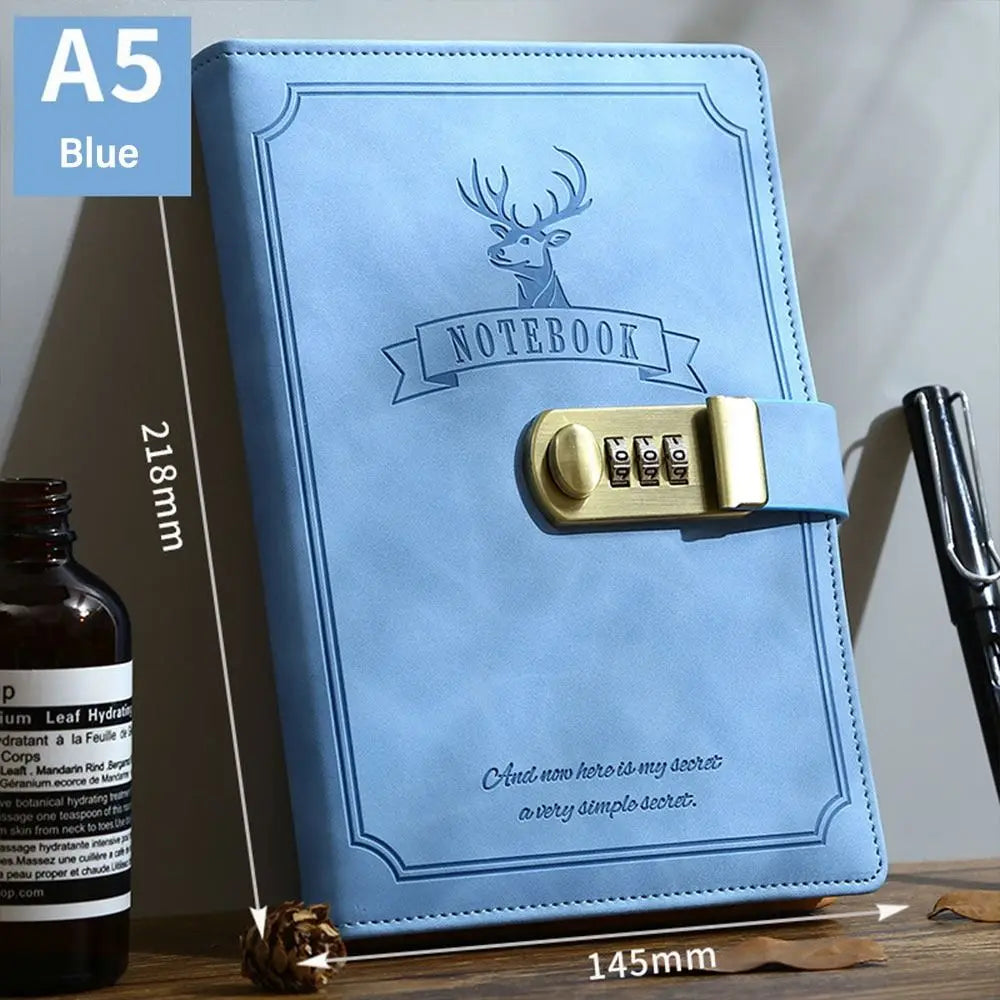 A5 Retro Password Lock Notebook – 200 Sheets Creative Thickened Diary & Stationery