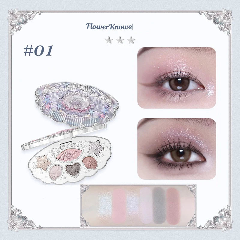 Shell Pearl 6-Color Eyeshadow Palette – Matte, Shimmer & Metallic Glow