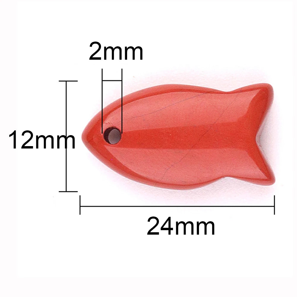 Small Fish Figurine Stone Pendant – Natural Crystal Gemstone for Jewelry & DIY Accessories