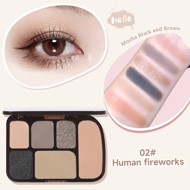 6-Color Earth Tone Eyeshadow Palette – Matte & Shimmer Finishes