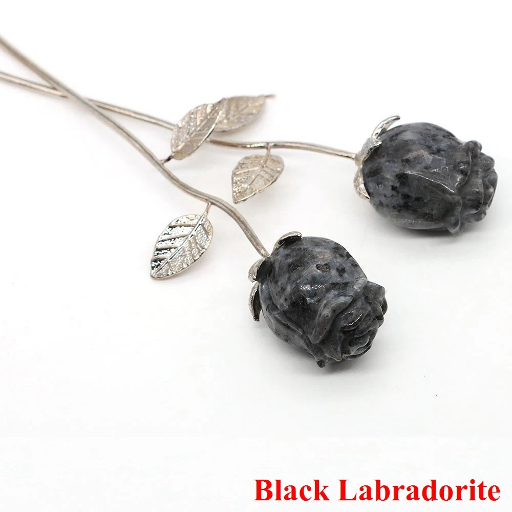Crystal Carved Rose Flower – Natural Gemstone Decoration & Healing Gift