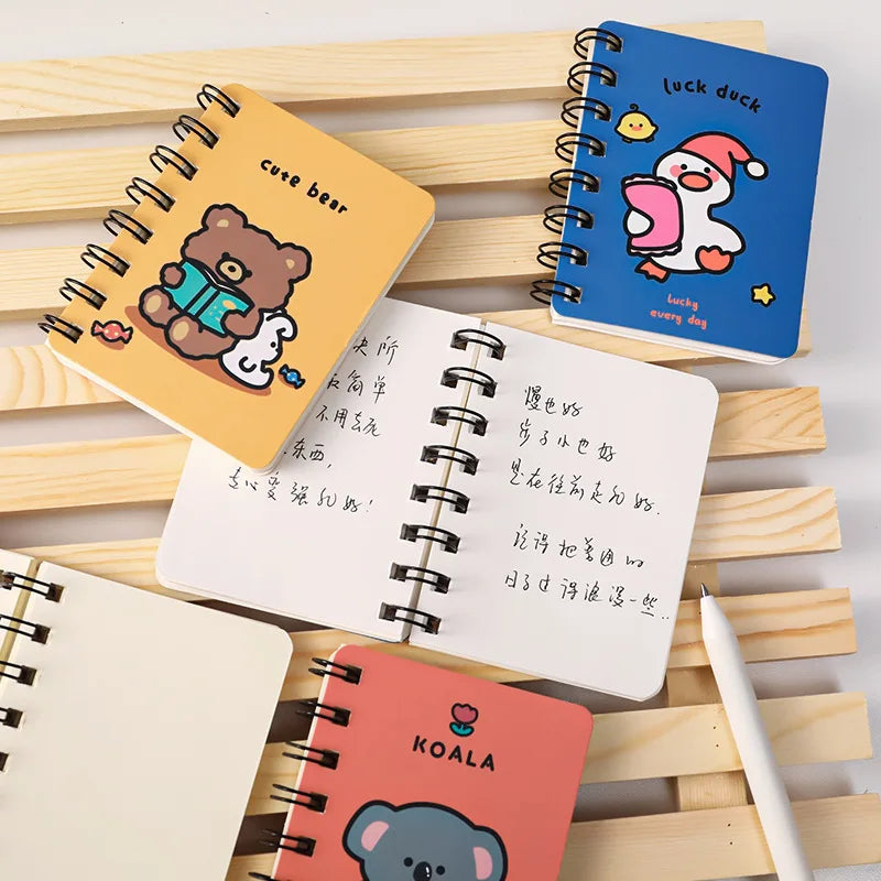 Kawaii Cartoon Animals Mini Spiral Notebook – A7 Planner & School Supplies