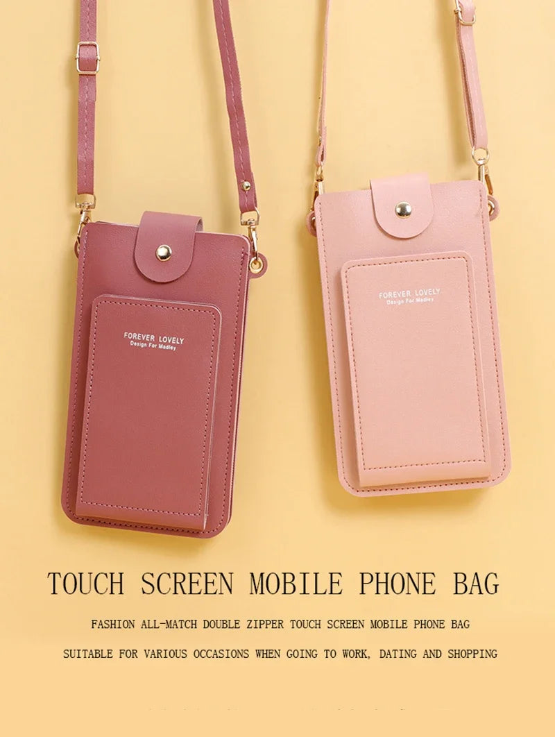 Women’s Touch Screen Crossbody Purse – Soft PU Leather Shoulder Bag with Wallet Function