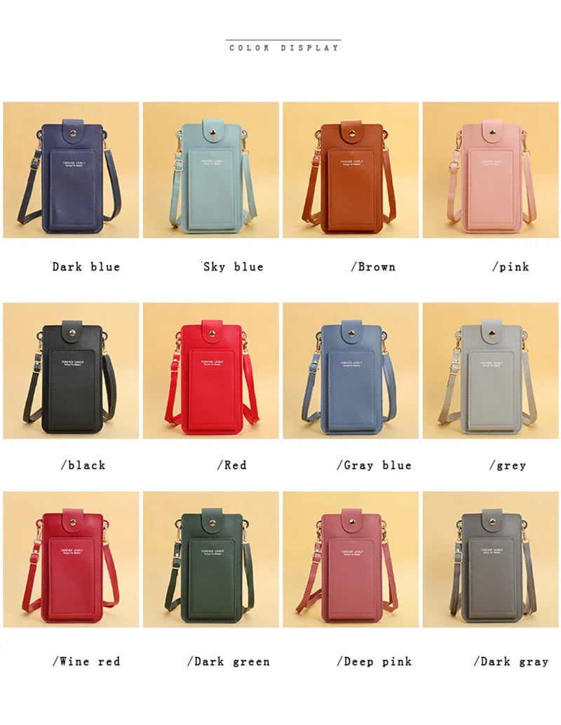 Women’s Touch Screen Crossbody Purse – Soft PU Leather Shoulder Bag with Wallet Function