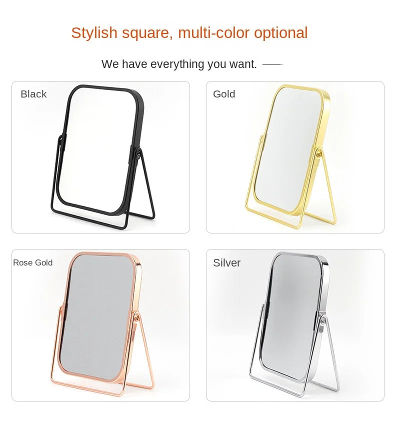 Dual-Sided Square Tabletop Makeup Mirror