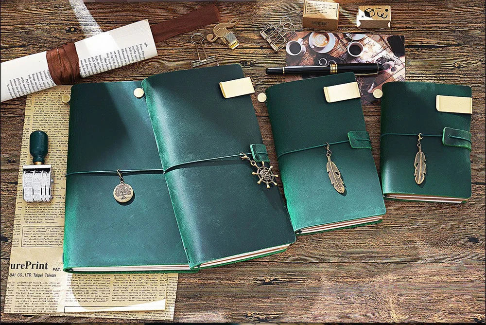 Genuine Leather Refillable Travel Journal – Handmade Retro Diary & Sketchbook