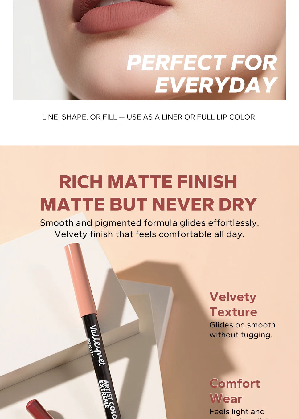 12pcs Matte Silky Lip Liner Set ✨