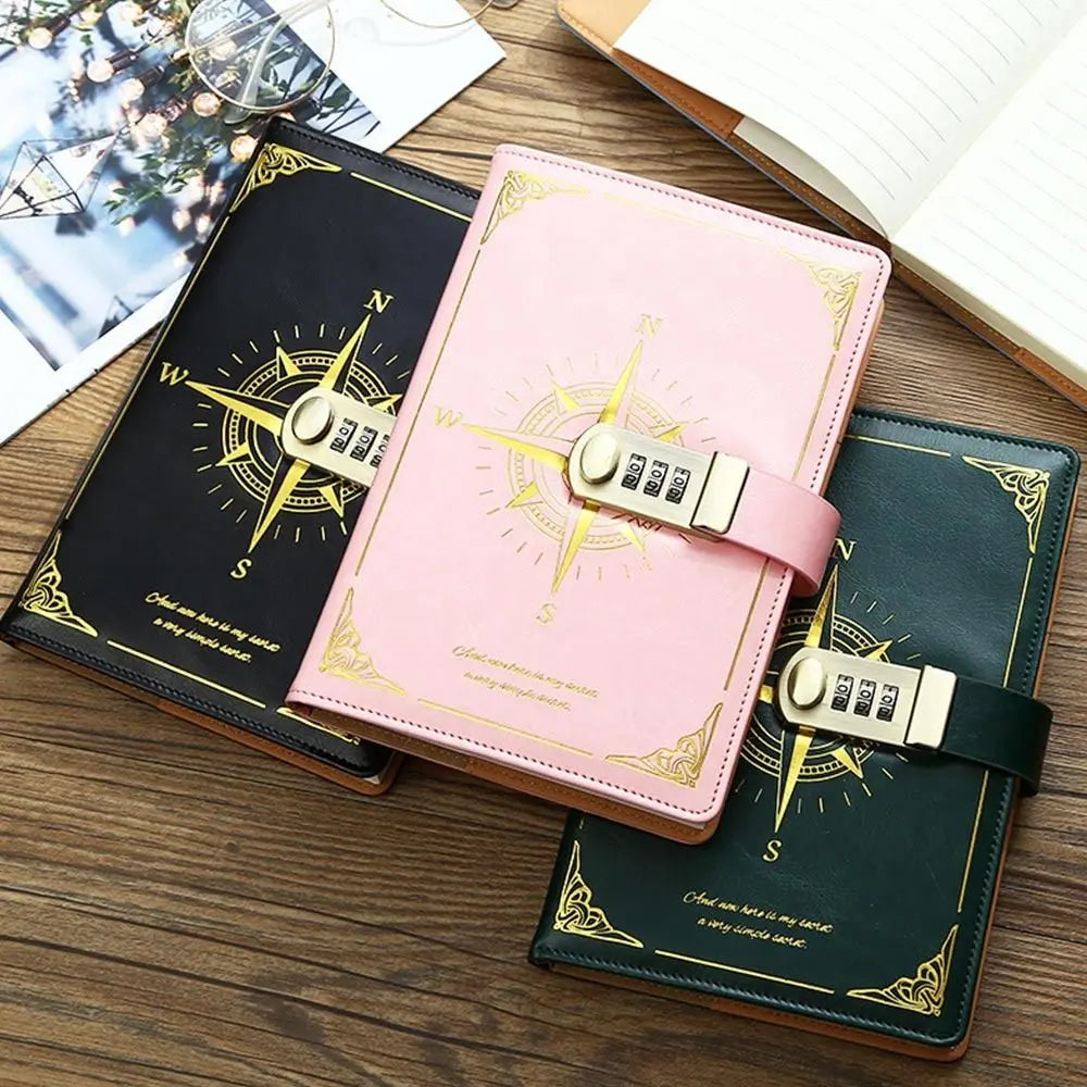 A5 Retro Password Lock Notebook – 200 Sheets Creative Thickened Diary & Stationery