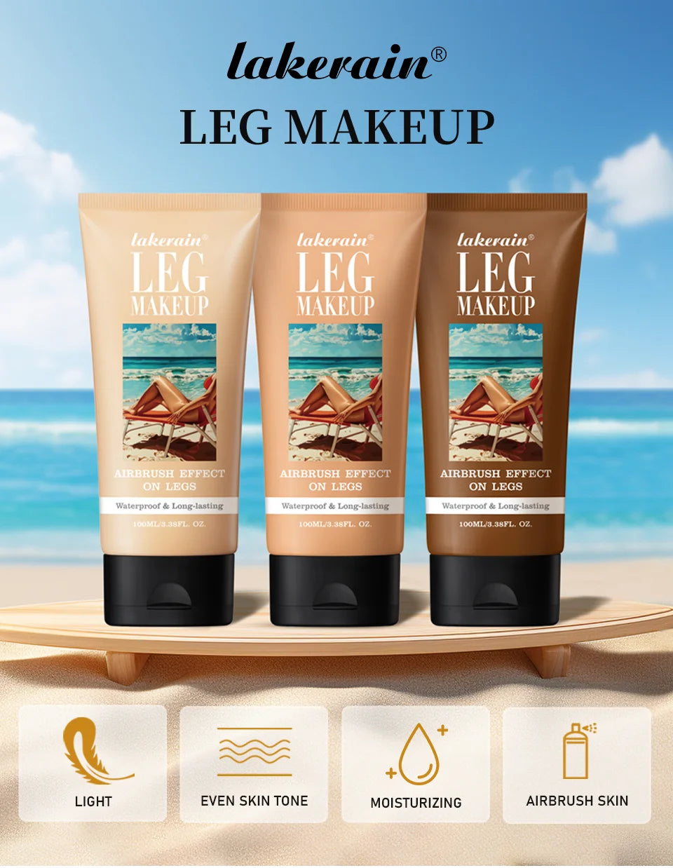 Waterproof Body & Leg Makeup Lotion – Medium Bronze Foundation Cream (118g)